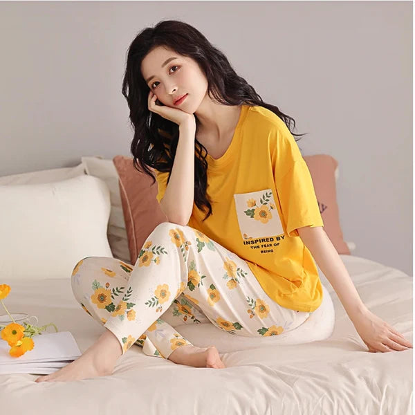 Mustard Pocket Printed Night Suit