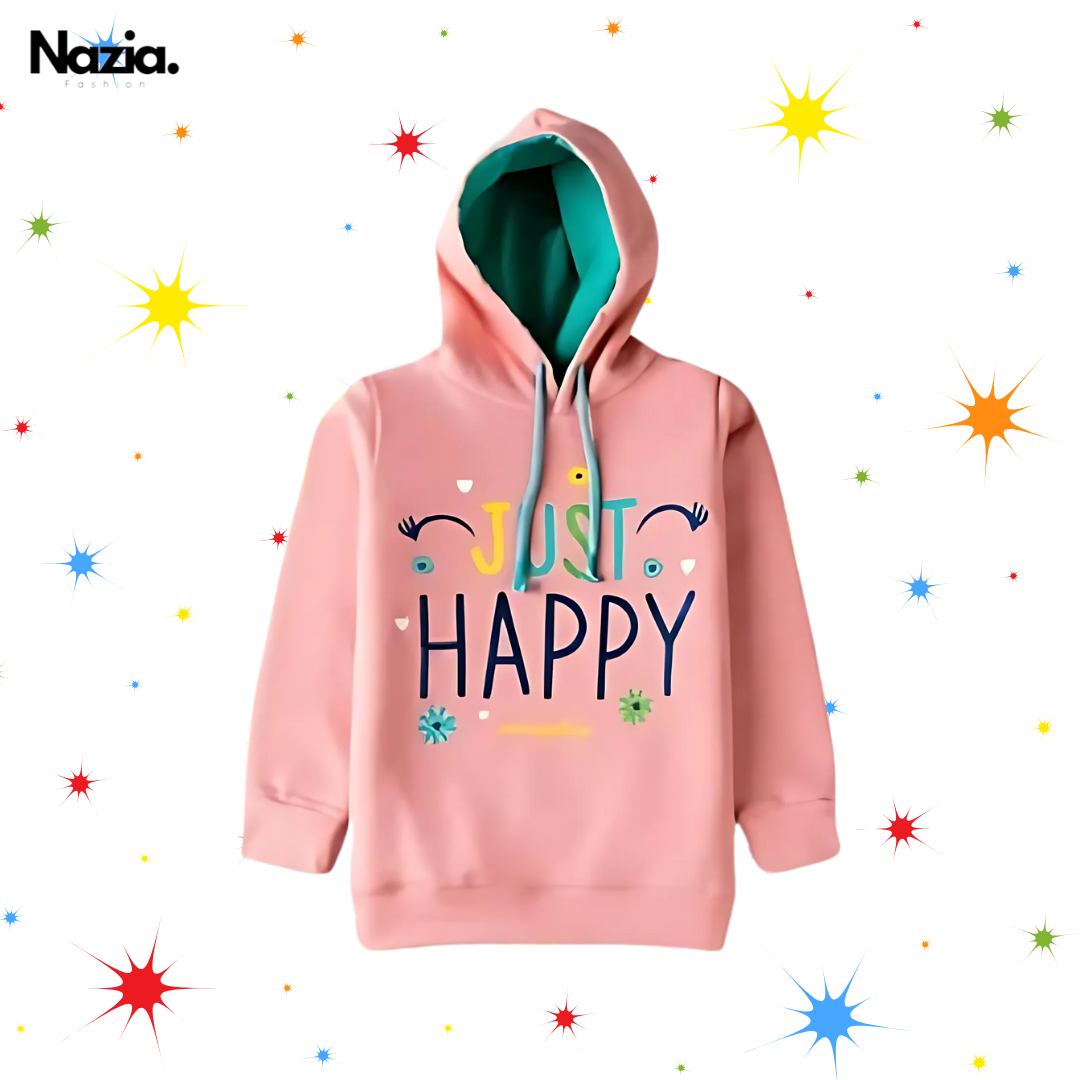 Just Happy Printed Hoodie For Kids