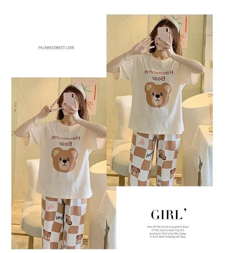 Handsome Bear Printed Pajama Night Suit