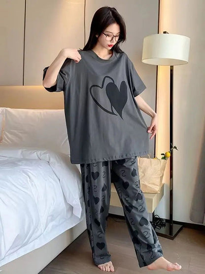 Double Heart printed Night Suit