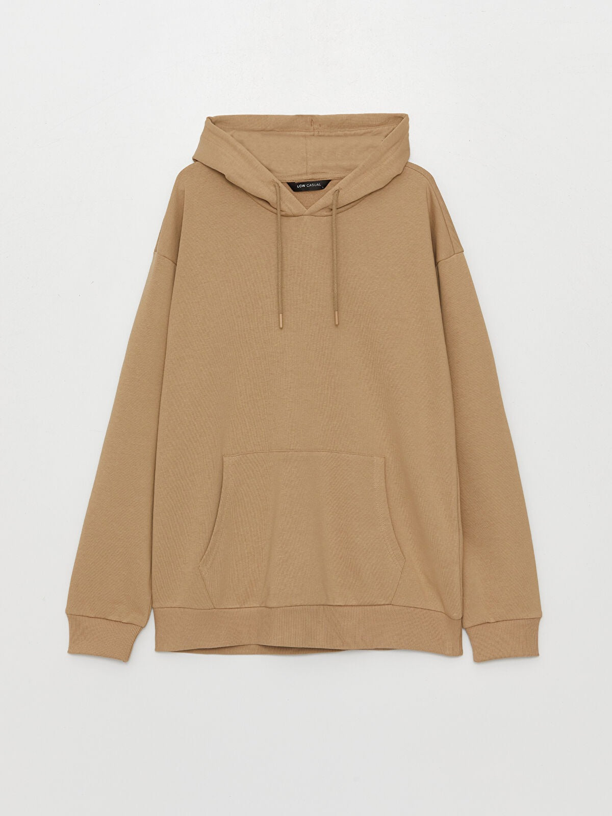 Beige Basic Kangaroo Hoodie for Men