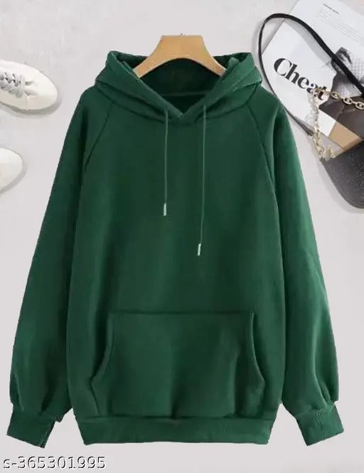 Green Basic Kangaroo Hoodie for Men